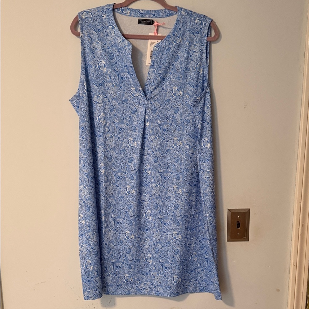 Vineyard Vines Piper Paisley Shift Dress Coverup XL Blue White NWT